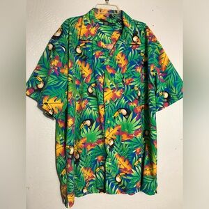 Blue Generation Cotton Hawaiian Button Down Mens Shirt XL